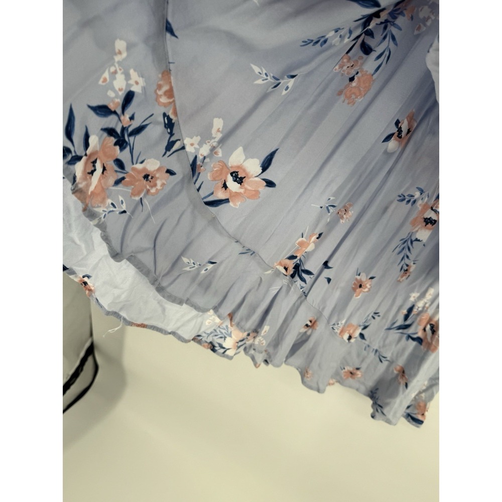 Torrid Purple Blue Dress Size 2 2X Floral Faux Wrap Asymmetrical Fairy Cottage - Picture 4 of 10